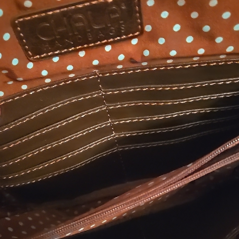 Chala Dark Brown and Teal Turtle Crossbody Bag - Picture 5 of 12